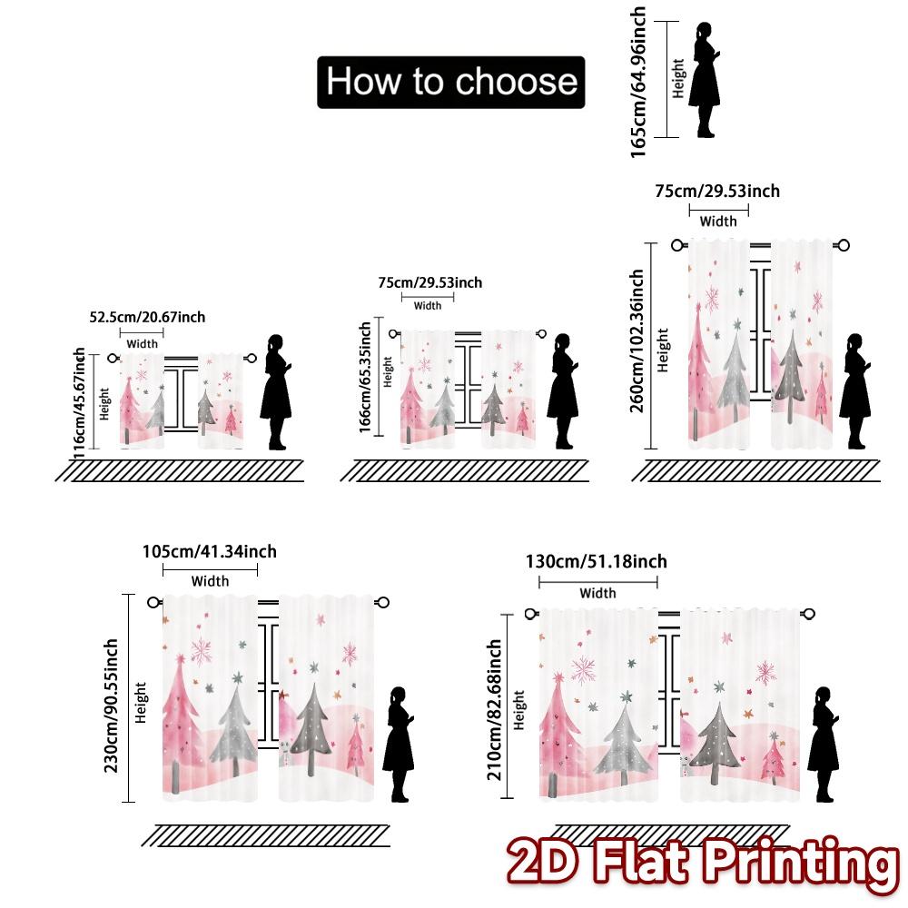 2pcs,Curtains Christmas Trees Stars Festive Cute (2) Popular Minimalist Curtains Semi-Sheer Curtains All Seasons Ldeal for