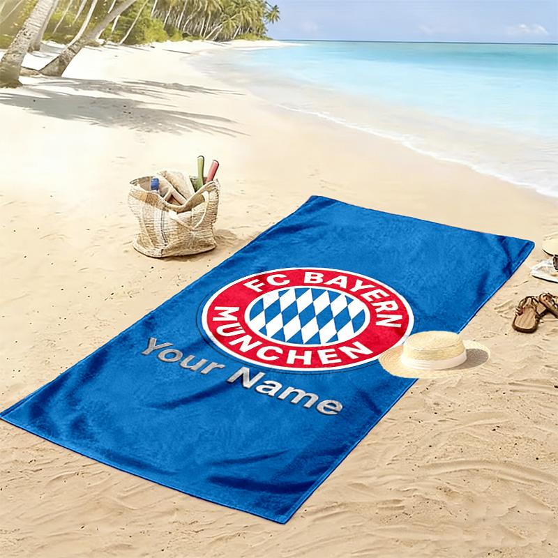 Asciugamano da Spiaggia Personalizzato con Nome FC Bayern Monaco, Grande Morbido Asciugatura Rapida per Spiaggia Campeggio Nuoto -HE212