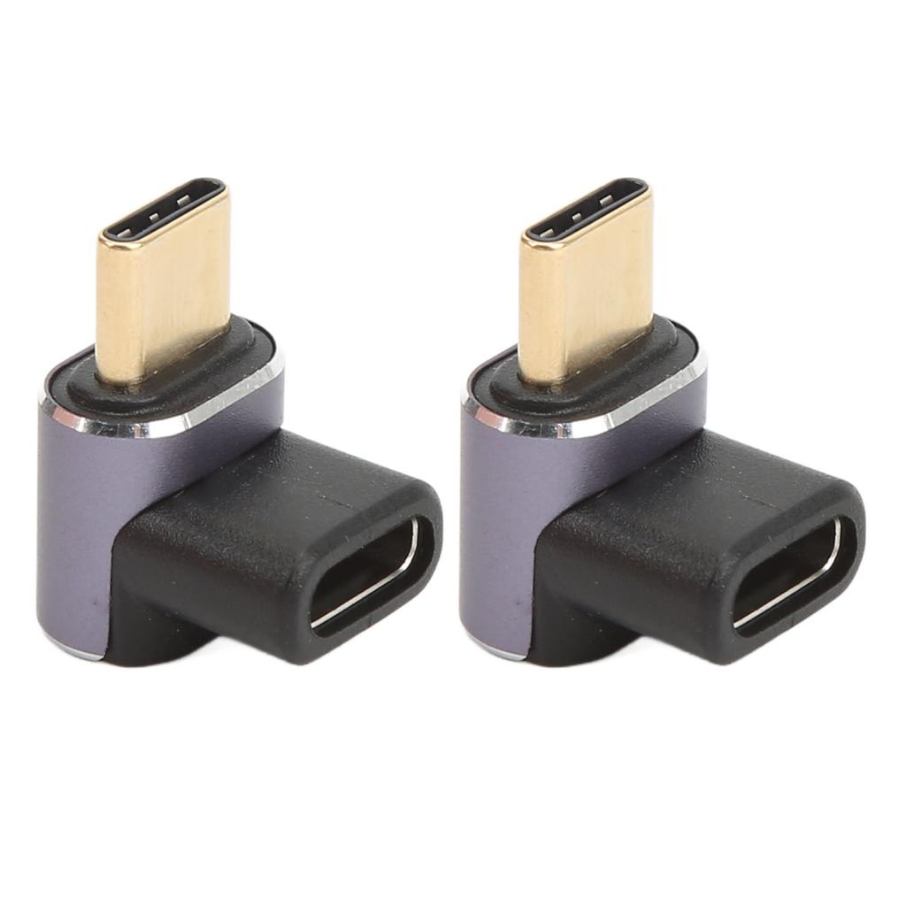 90 Degree USB C Adapter Male To Female 40Gbps 100W Aluminum Alloy USB C Right Angle Adapter for Transmission Charge