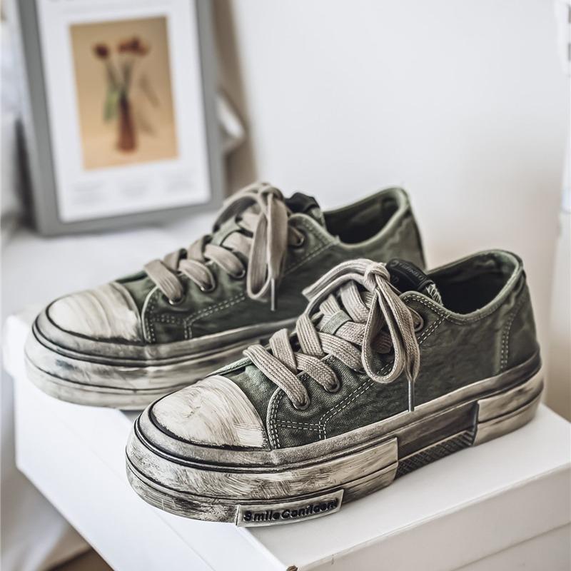 Herren Canvas Schuhe Designer Retro Alte Schmutzige Schuhe Mode Skateboard Schuh Lässige Board Schuhe für Herren Rutschfeste Plateau-Sneaker