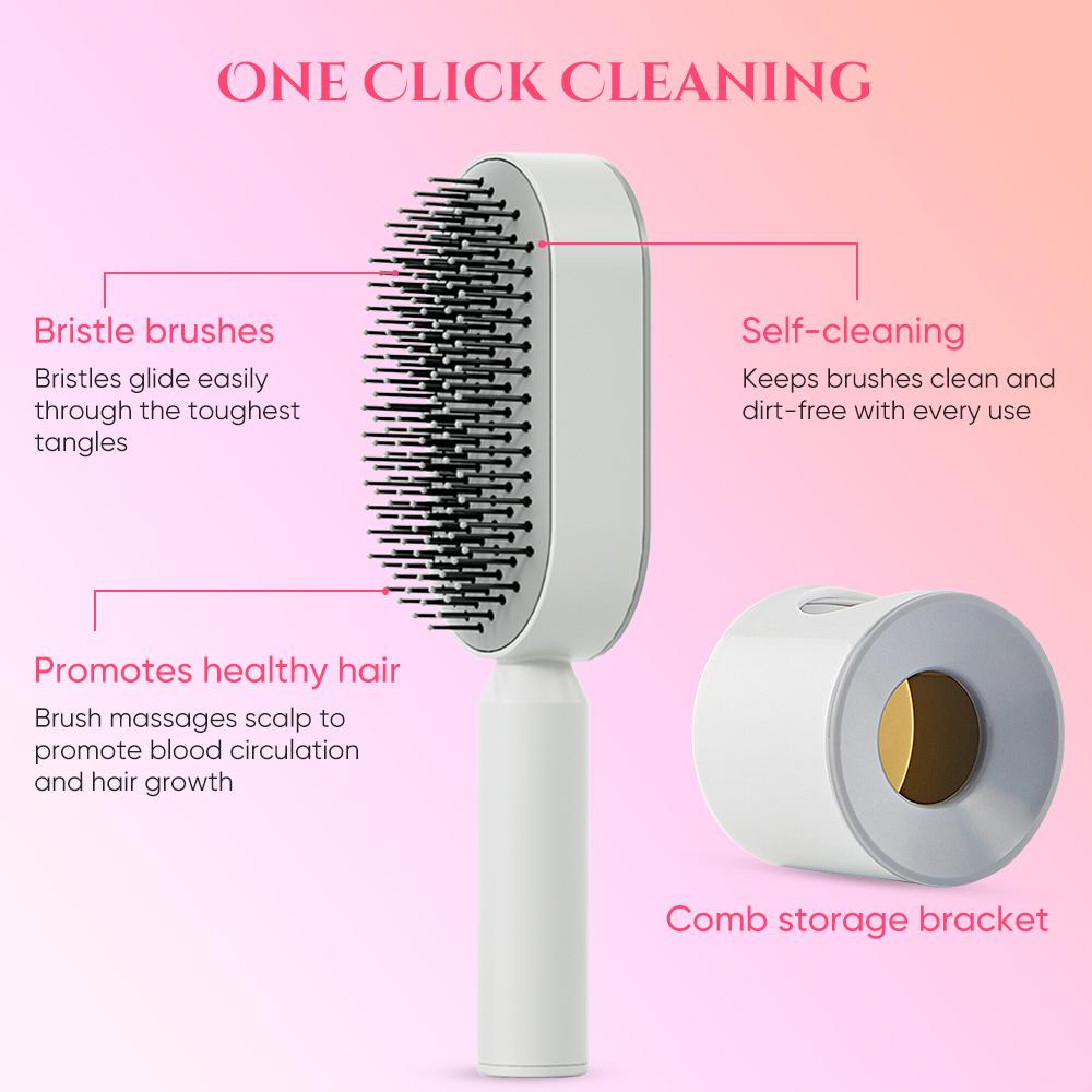 Professional 3D Air Cushion Massager Brush Self-Cleaning Ionic Anti-Static Hair Straightener Comb for Women Made Durable Nylon
