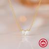 Fashion S925 Sterling Silver Geometric Square Diamond Set Simple Atmospheric Ladies Stacked Necklace Clavicle Chain