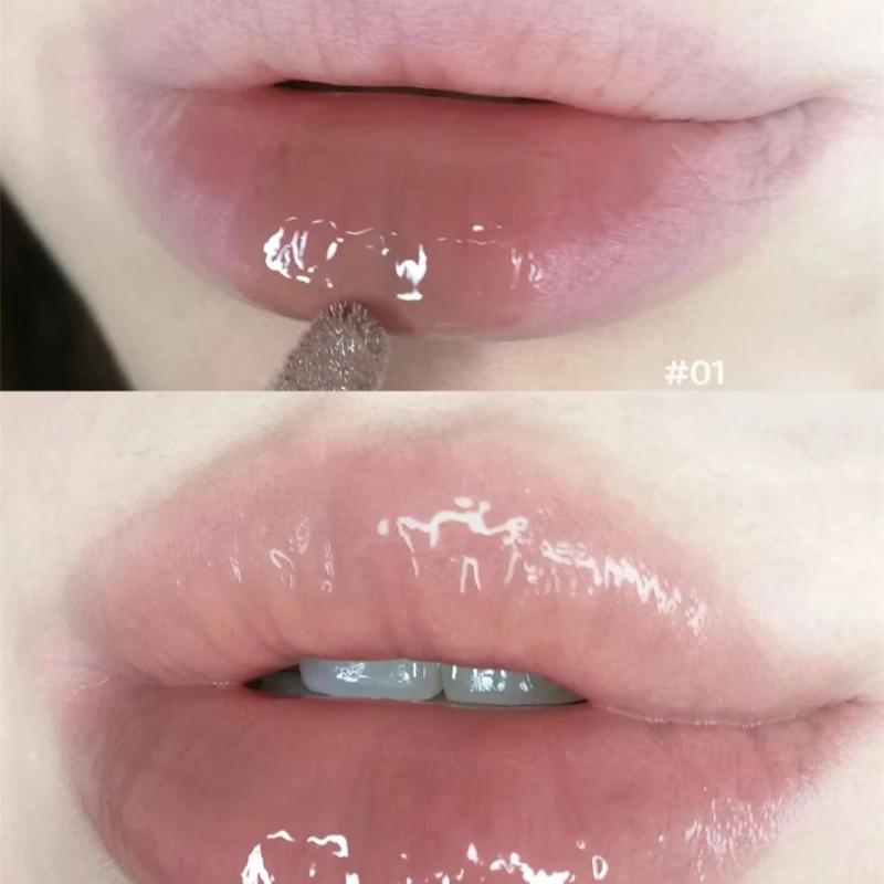 Punk Dark Brown Mirror Water Lip Gloss Red Lip Glaze Transparent Glass Lip Oil Waterproof Liquid Lipstick Clear Tint Makeup