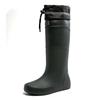 Water shoes extra high tube flat rain shoes men's closure plus fixed cotton lint long rain boots size waterproof glue shoes winter