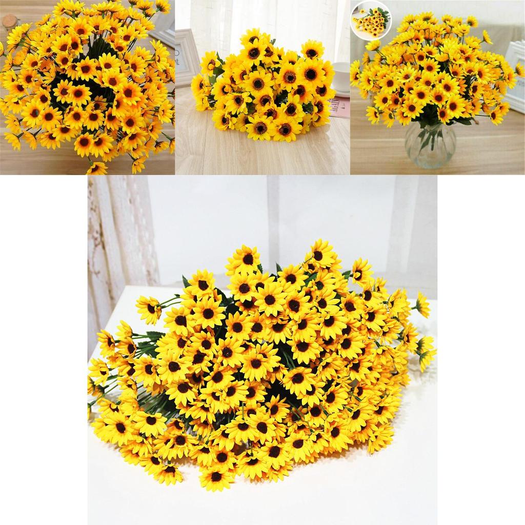 Colored Artificial Sunflower Fake Silk Flower Bouquet For Wedding Decor**