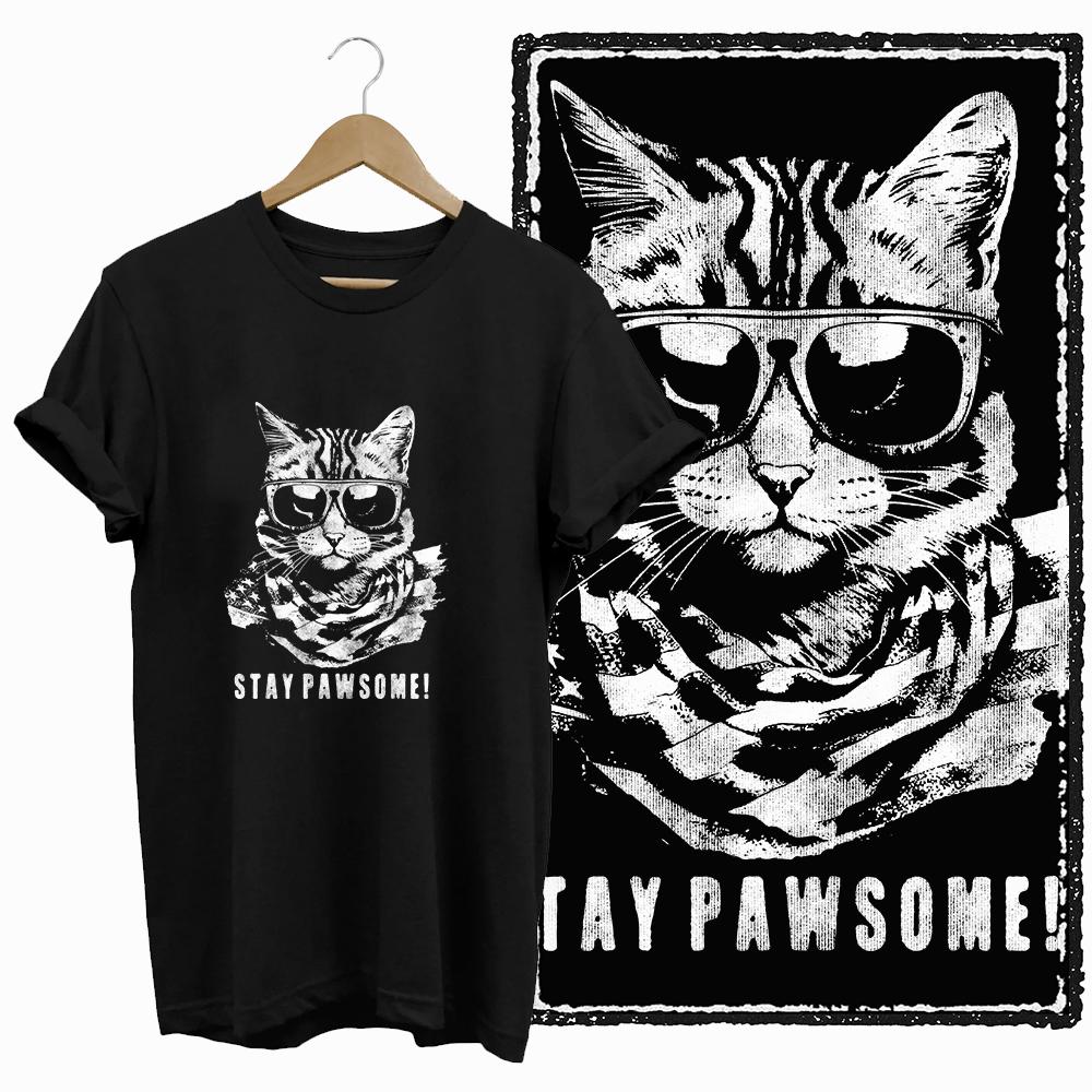 COOLMIND CAT Print  BLACK Short Seleve 100% Cotton Exclusive Graphic Women T Shirt Big Size O-neck Cotton Cat Lover Women Tshirt