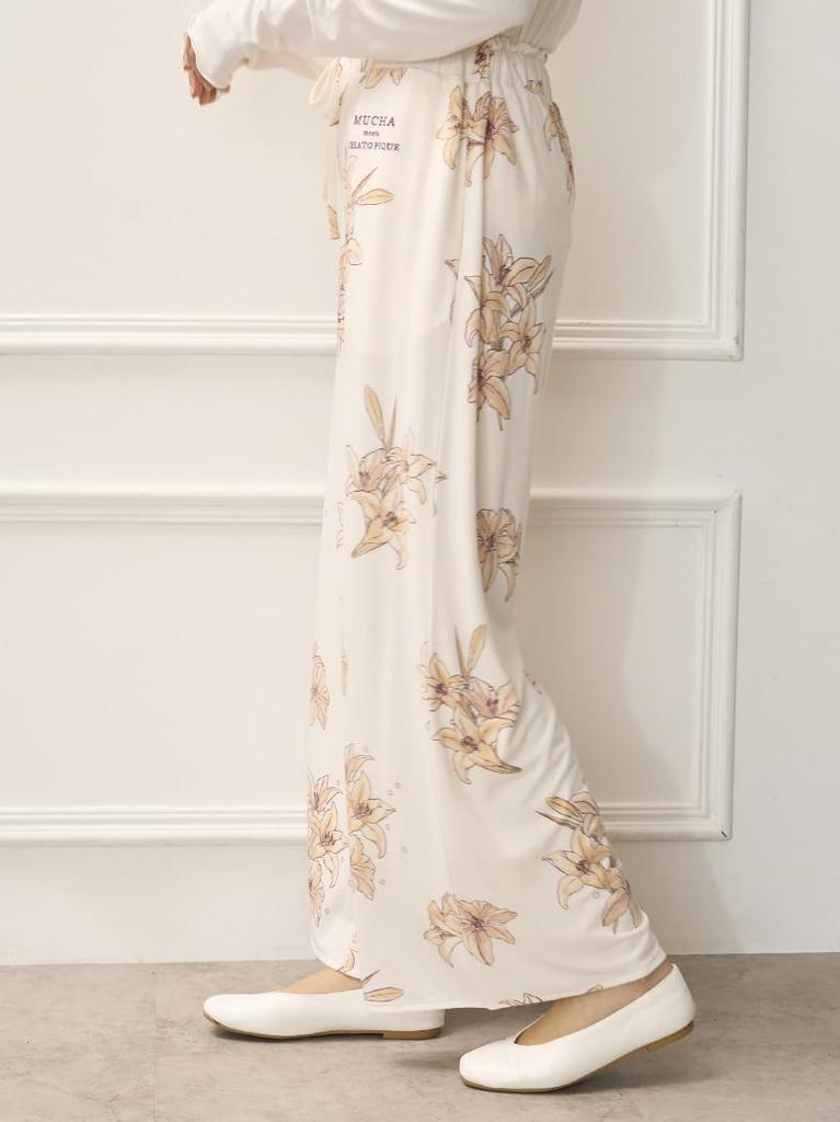 Gelato Pique MUCHA Lilien-Print Lange Hose PWCP254334CORALF