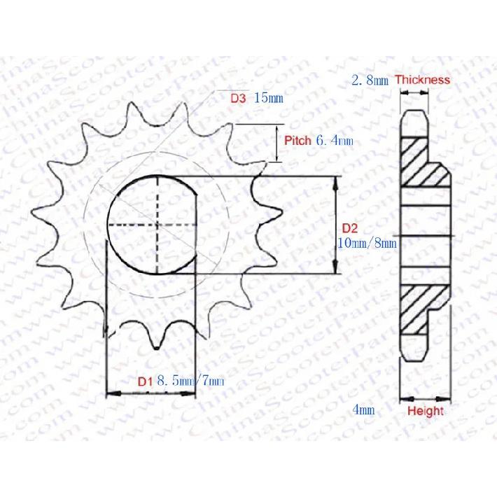 10 11 12 Tooth 10T 11T 12T 25H T8F D Type 8MM 10MM Razor EVO X-Treme IZIP E Scooter Motor Sprocket MY1020