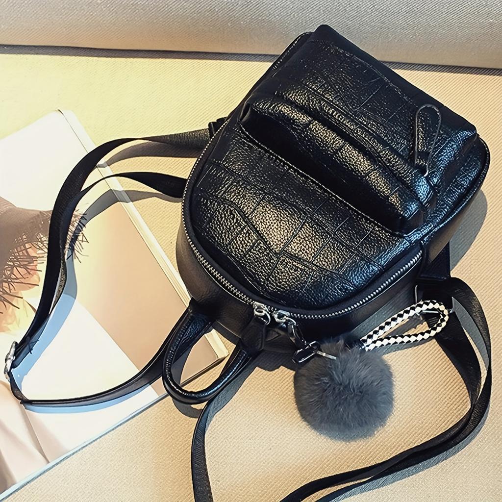 Módní dámský mini batoh, vintage černá PU kůže, klasický malý cestovní batoh