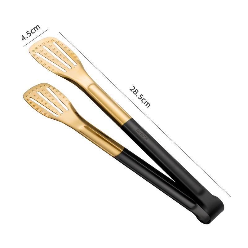 30-Styles Gold BBQ Food Tongs Steak Clip Stainless Steel Hollow Cake Bread Grill Clamp Cooking Utensils Kitchen Accessories