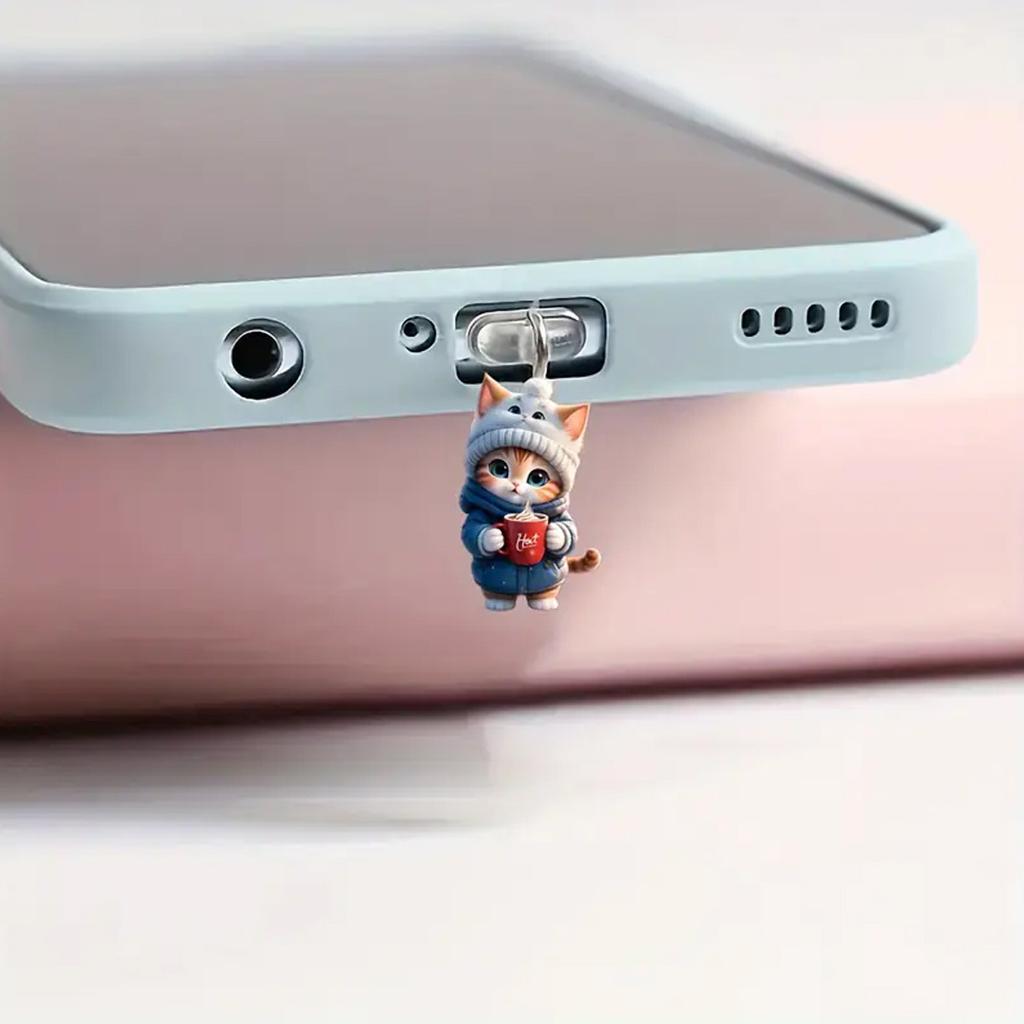 Cute Cat Mobile Phone Dust Plug Hanging Ornaments Pendants Phone Accessories Decoration For Iphone Type-C Dust Plug