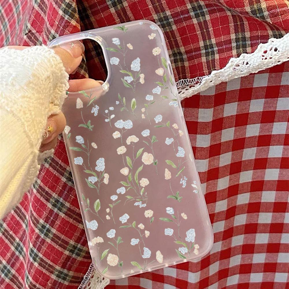 Mobile Phone Cases for iPhone 11 13 15 Pro Max 12 14 Pro Max Case iPhone 16 15 Plus 13 Pro 12 Frosted Texture Painted Cartoon Flowers