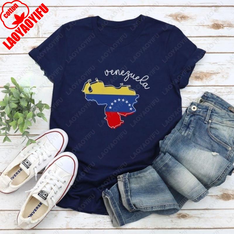 Mappa Venezuela Souvenir di Viaggio T-shirt Unisex Uomo Donna Abbigliamento in Cotone di Alta Qualità Casual Popolare Comoda Manica Corta Regali