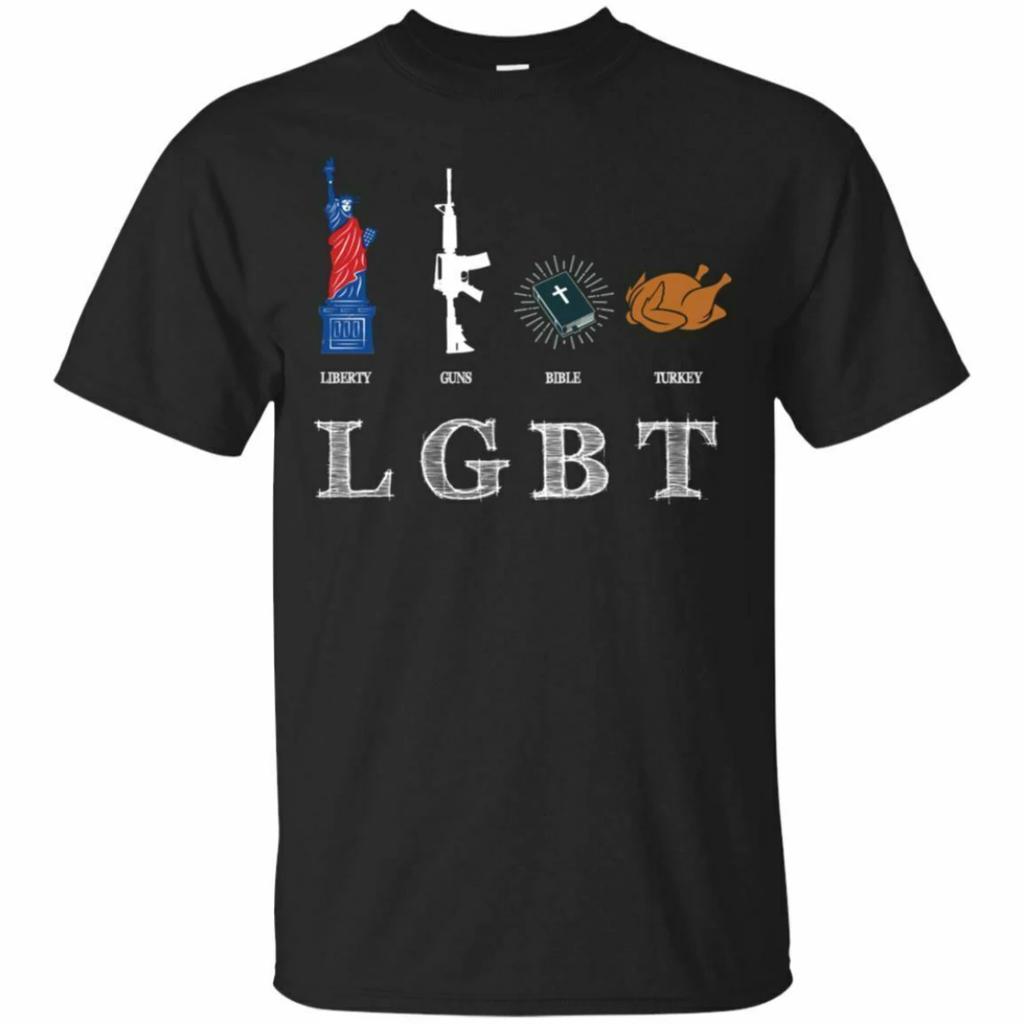 LGBT Liberty Guns Bible Turkey Tshirt Funny Thanksgiving Tee Unisexs Short Sleeve ONeck Shirt Tee