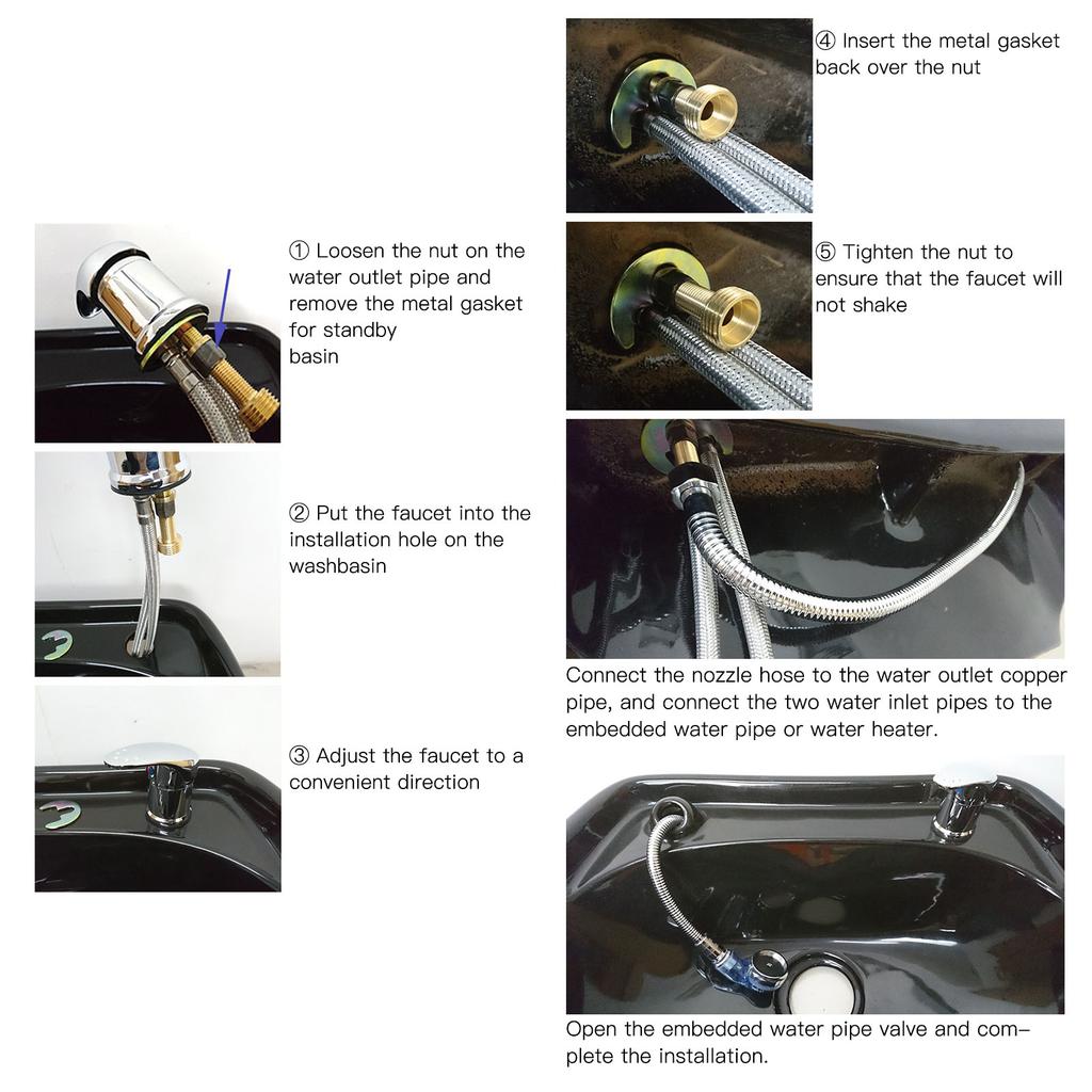 Shampoo Faucet and Sprayer Kit Hot Cold Mixer Sink Valve Shampoo Bowl Faucet Sprayer for Salon Barbershop