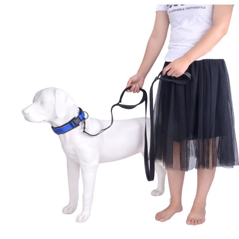 Reflective Explosion-Proof Shock-Absorbing Double-Handle Leash for Large Dogs