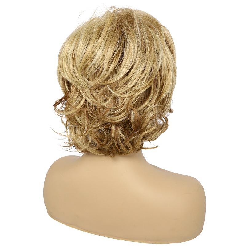 Synthetic Natural Blonde Wigs Short Bob Hair Daily Party Wig for Women Natural Wave Style Mommy Wig with Bangs Elegant Female