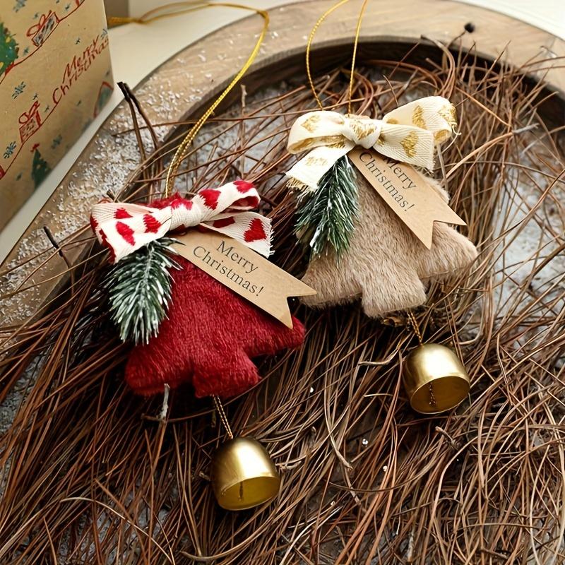 2pcs Xmas Hanging Ornaments Plush Christmas Tree Bell Merry Christmas Hanging Christmas Decorations for Tree