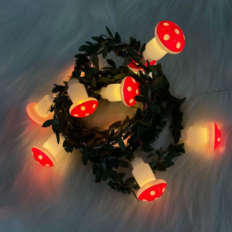 

10 светодиодов Светодиодная гирлянда 150 см Сказочные огни Домашнее украшение для вечеринки Гриб Водонепроницаемый Теплый белый Работает от батареек Гирлянда 1.5M