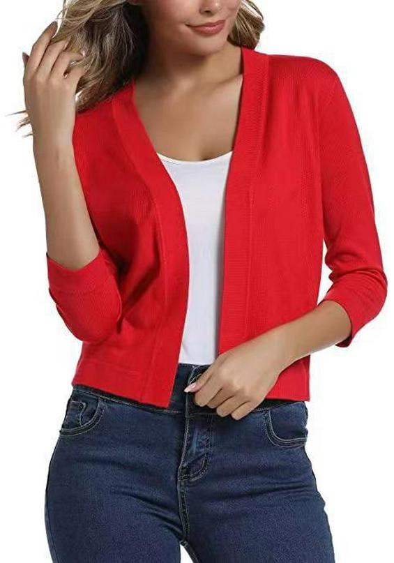 Versatile Women's Knit Cardigan Sweater - Simple, Short Jacket for Spring and Autumn