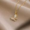 Women's Japanese-Korean Style Butterfly Zircon Pendant Necklace