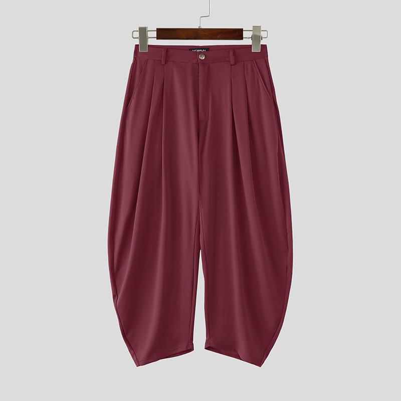 INCERUN Men Zipper Waist Casual Long Drop-crotch Pants Harem Trousers