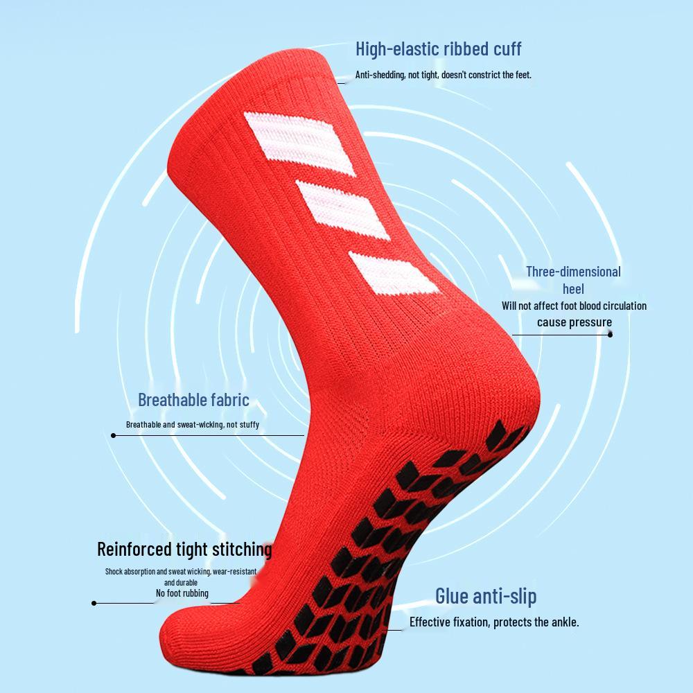 Men's European & American Mid-Calf Anti-Slip Football Socks with Gel Bottom & Thick Towel, Sweat-Absorbent, Anti-Friction Sports Socks