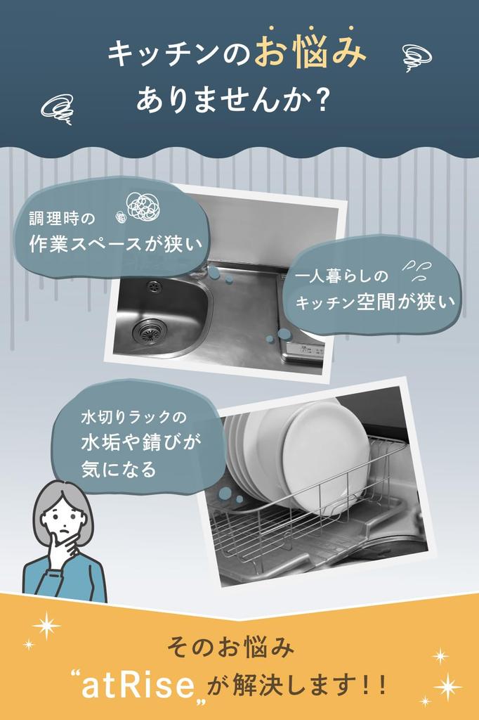 atRise Drain Rack Above the Sink Silicone Load Capacity 18kg Heat Resistant Rust Free Antibacterial Compact Folding Single Living Small Kitchen