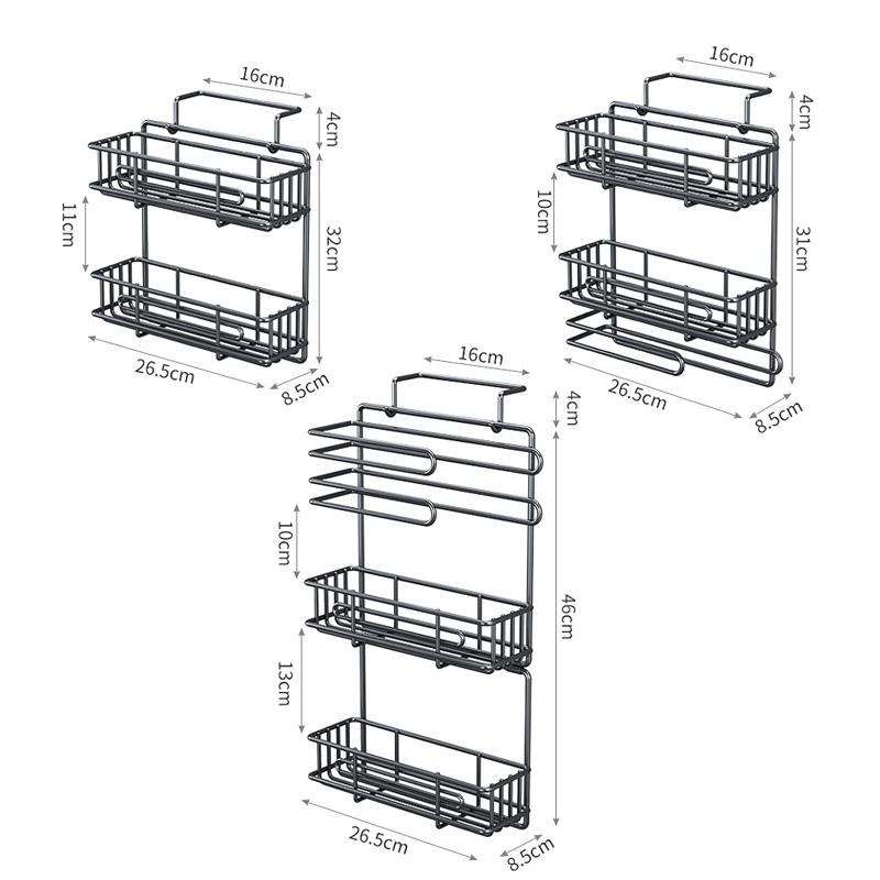 Refrigerator Side Shelf Kitchen Spice Storage Rack Fridge Side Hanging Shelf 3/4 Layer Seasoning Bottle Rack Plastic Wrap Holder