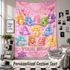 Wall Hanging Tapestry With Custom Name & Text, Care Bears Decorative Tapestry For Bedroom