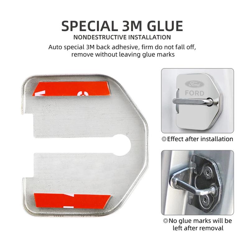 Adesivo per Auto 4pz Copertura Decorativa di Protezione Serratura Porta Emblema custodia per Ford Kuga Territory Focus RS Escort Fiesta Mondeo Accesso