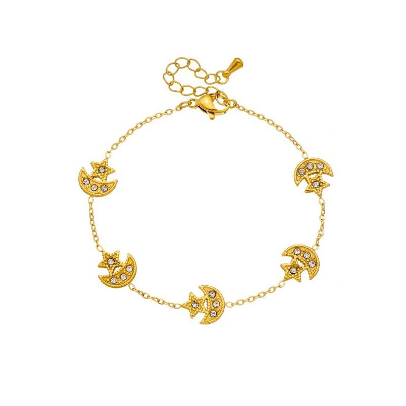 Gold Stern Mond Zirkon Armband Für Frauen Zierlicher Schmuck