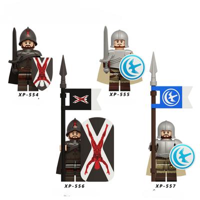 KT1073 Středověcí vojáci Cihly Sestavené Vzdělávací stavebnice Akční figurky Hračky Dárek pro děti