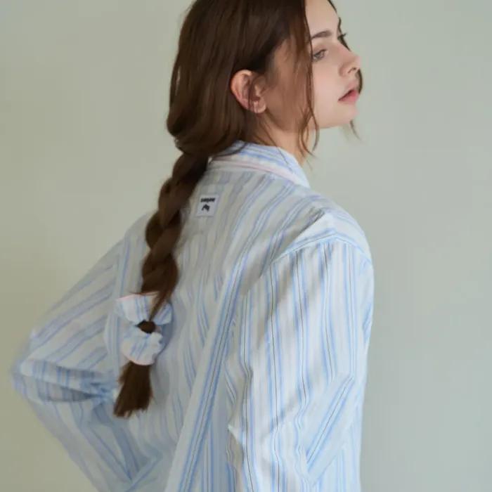 Blue piping hair scrunchie