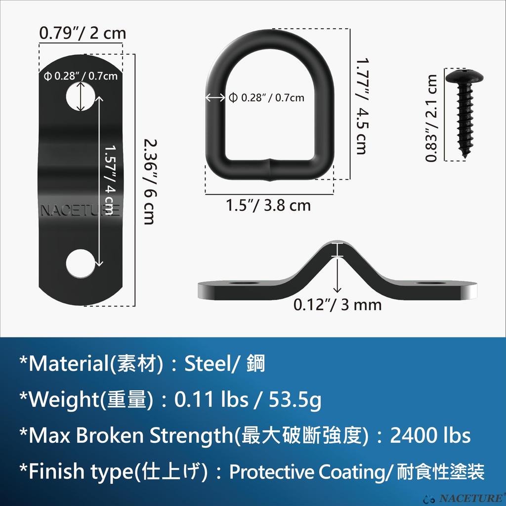 Motorcycle Anchor Hook Heavy Duty Steel 20 Pack - Dirt Bike Securing Strap Ring