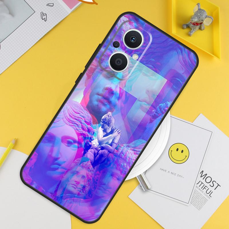 

Great Wave Retro Cyber Statue For OPPO Reno 12F 14F 13F 11F 10 11 12 13 14 Pro 7 8 Lite 8T OPPO Find X6 X5 X8 X9 Pro Case OPPO Reno8 5G