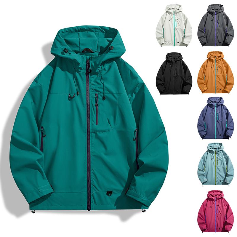 Men's Hard Shell Jacket Waterproof Windproof Outdoor Hiking Hooded Coat