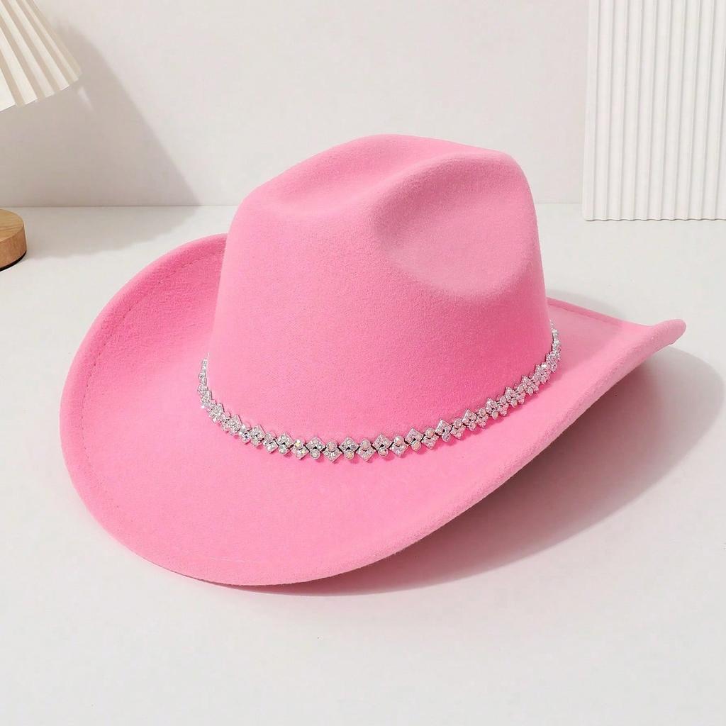 European and American zircon heart-shaped western cowboy hat full of super glittering opal jazz hat men's and women's party casual felt hat