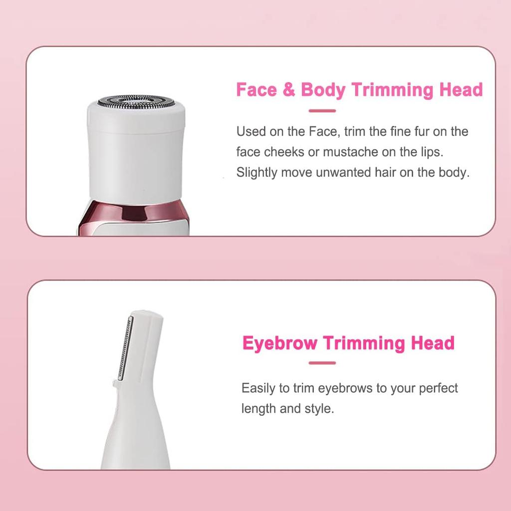 Electric Razor for Women Hair Trimmer for Face Nose Eyebrow Beard Mustache Arm Leg Armpit Bikini Painless Portable Body Shavers Set