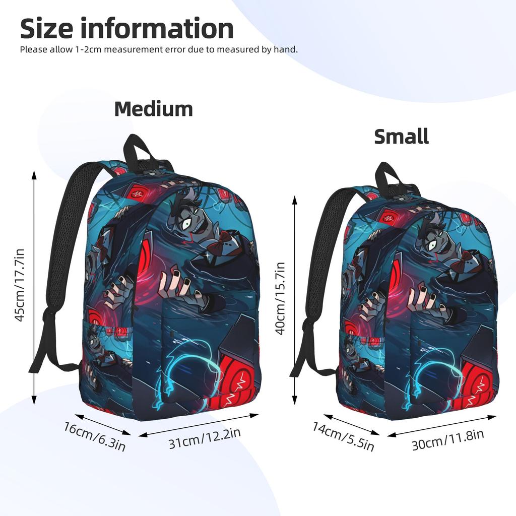 Radiostatic Vox Alastor Backpack Women Men Hazbin Hotels Pattern Backpacks Polyester Style School Bags Daily Custom Rucksack