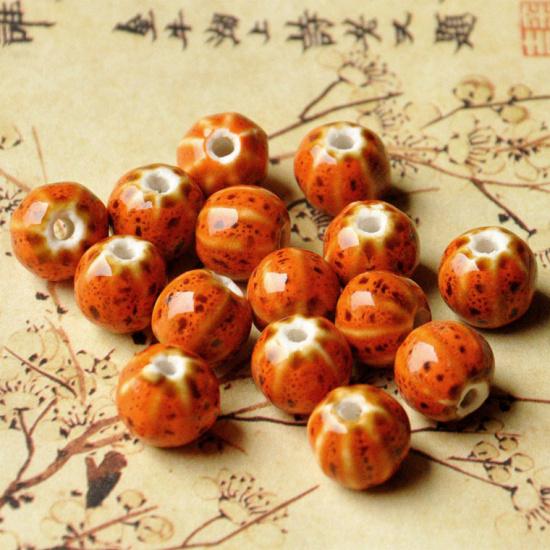 Jingdezhen ceramic jewelry diy Accessories12mm Floral Glazed Watermelon Beads for Making Necklaces and Women's Woven Bracelets Materials