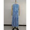 New Women's Abstract Print Sleeveless V-Neck Maxi Dress, Flowy Bohemian Long Dress for Summer Beach & Party