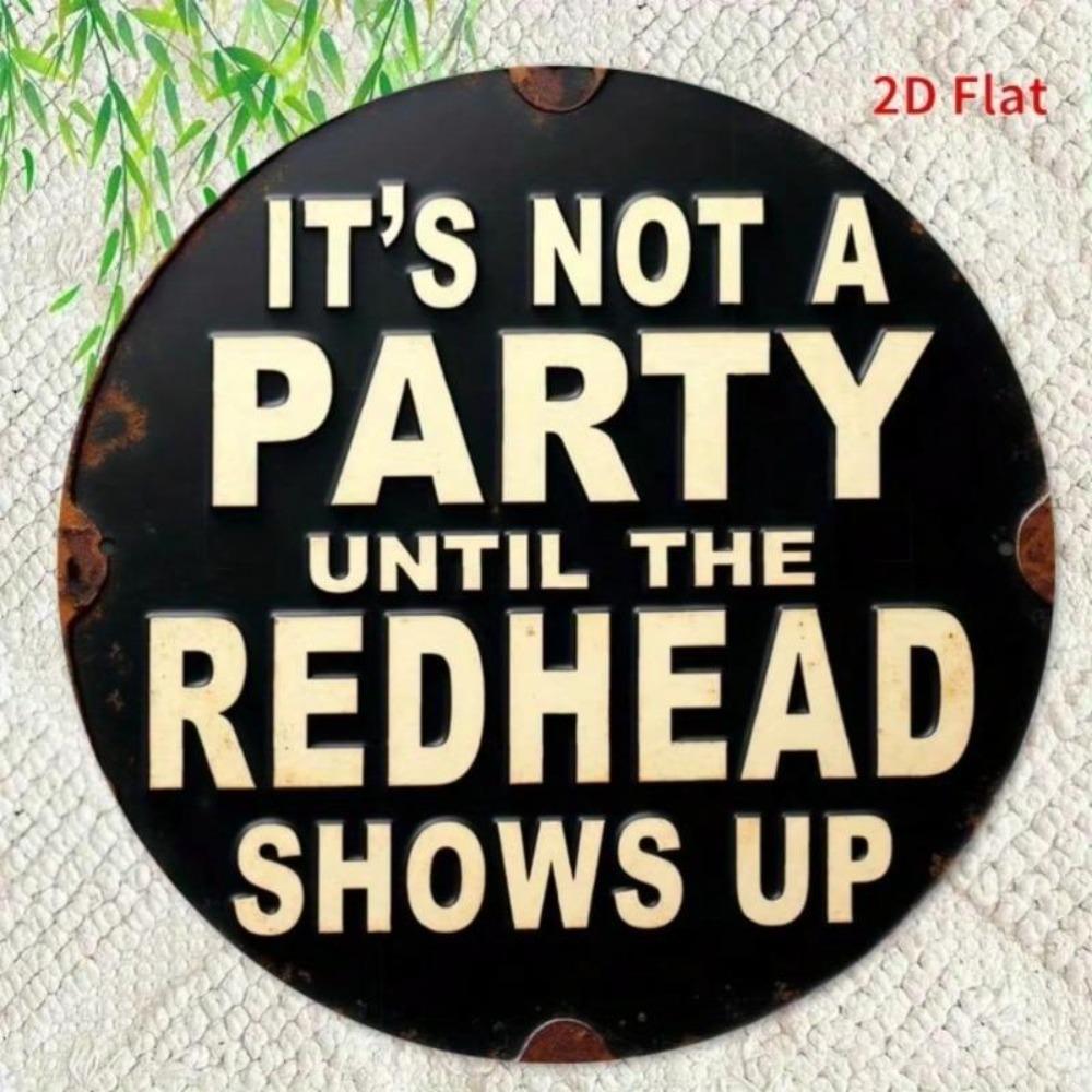 Vintage Round Iron Sign Redhead Party Decor Home Garden Pub