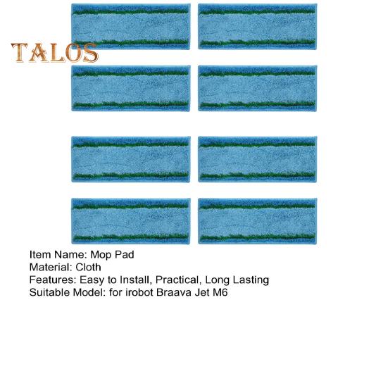 8Pcs Mop Pads Wear Resistant Highly Absorption Washable Reusable Microfiber Deep Clean Mop Pads for Irobot Braava Jet M6