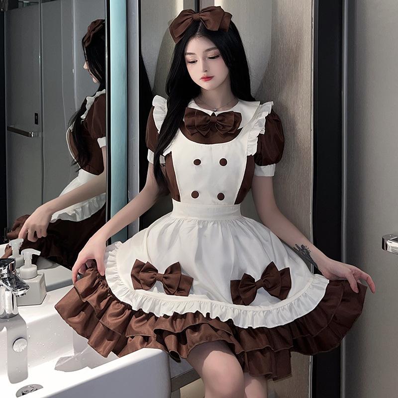 

Нічне життя Японська покоївка Лоліта М’яка дівчина COS Аніме Крем Мила Кафе Мила покоївка Уніформа one size fits all темно-коричневого кольору