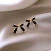 Elegant Gold-Plated Black Zircon Stud Earrings - Niche Design for a Luxurious Fashion Statement