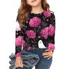 Girls Long Sleeve T Shirts Kids Fall Tops Crewneck Halloween Printed Basic Tees 3-9Y