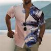 Cardigan con risvolto e bottoni a maniche corte, casual, stile hawaiano, da uomo, estivo