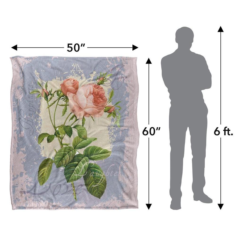 JQ Licensing Love Happiness Joy Silky Flowers Supersoft Blanket