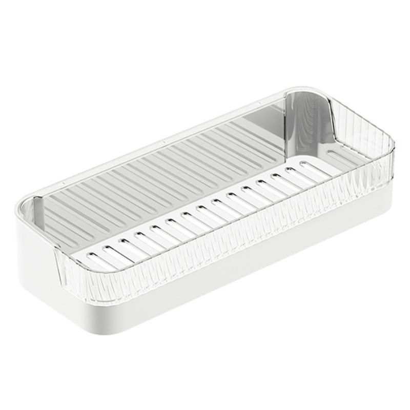 

Sponge Holder Clear Plastic Storage Rack for Shampoo and Toiletries Accessories Wall Mounted Bathroom Faucet Shelf 1